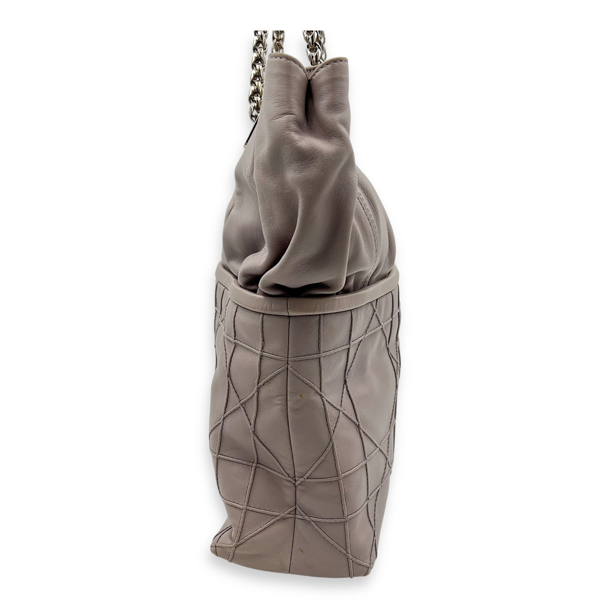 Granville Chain Tote Bag Grey in Lambskin, Silver hardware