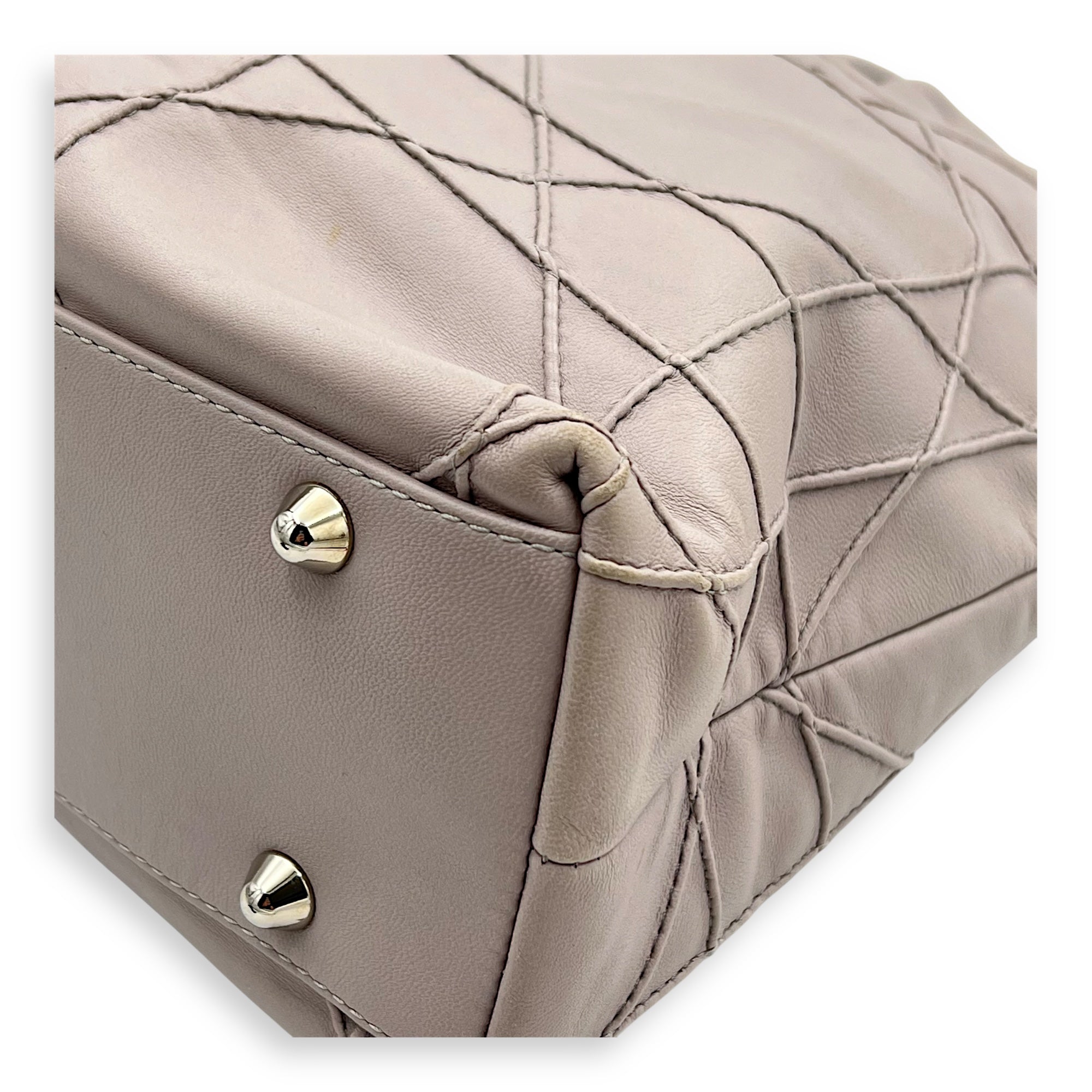Granville Chain Tote Bag Grey in Lambskin, Silver hardware