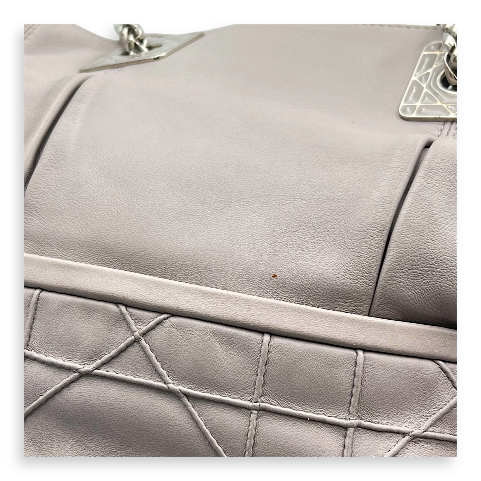 Granville Chain Tote Bag Grey in Lambskin, Silver hardware