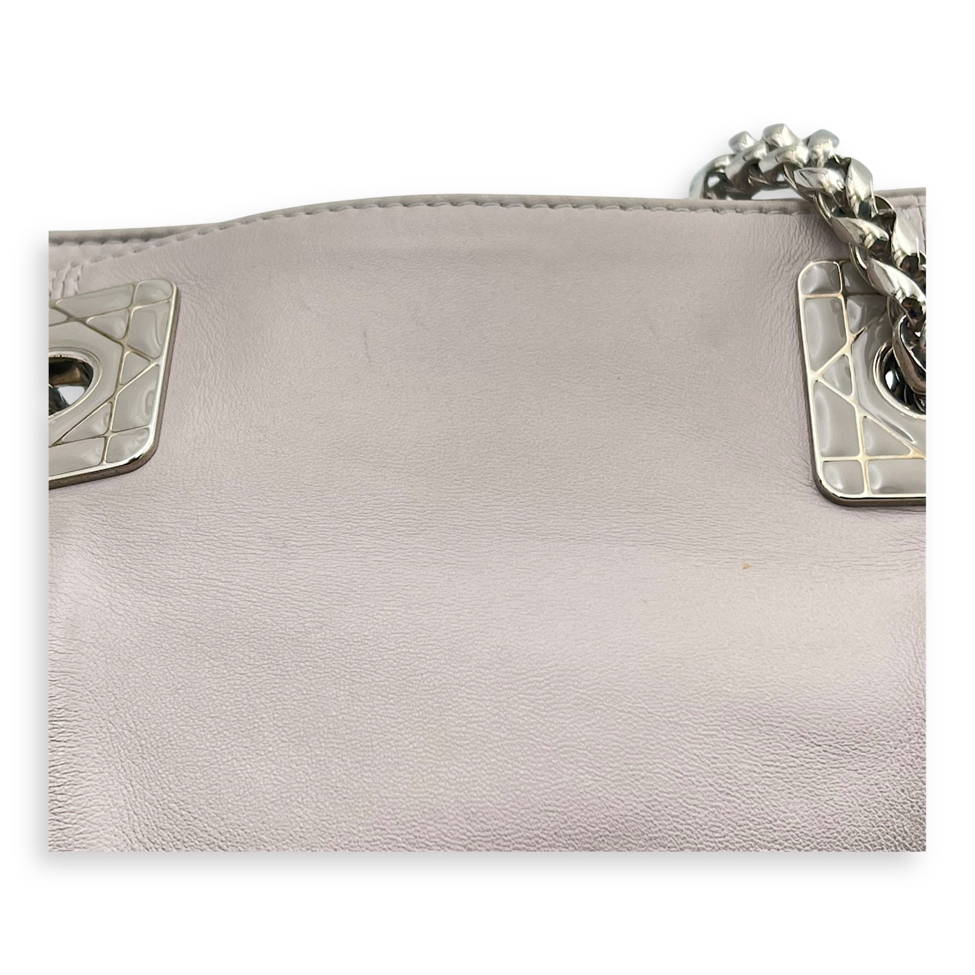 Granville Chain Tote Bag Grey in Lambskin, Silver hardware