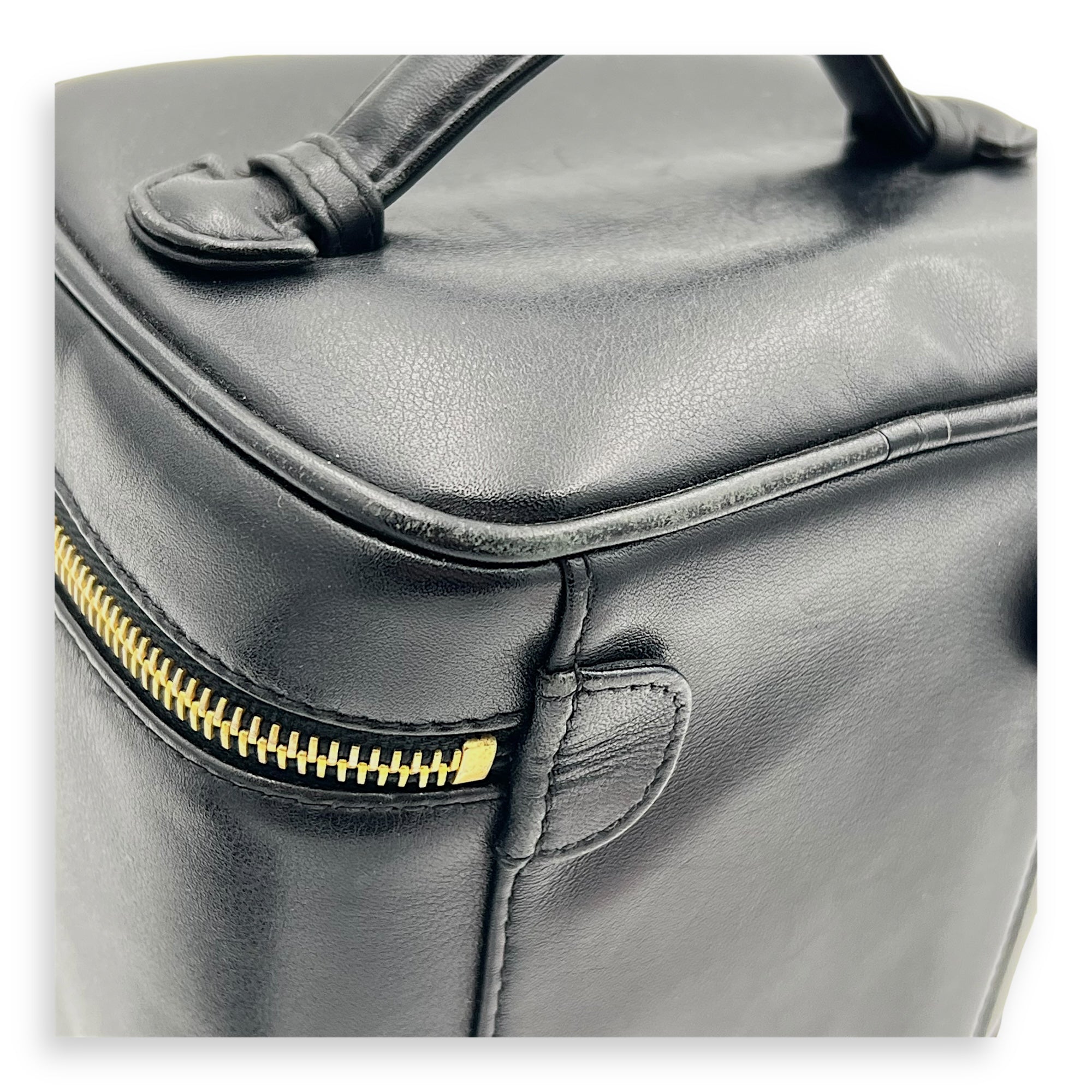 Vintage Vanity Bag Black in Calfskin, Gold hardware