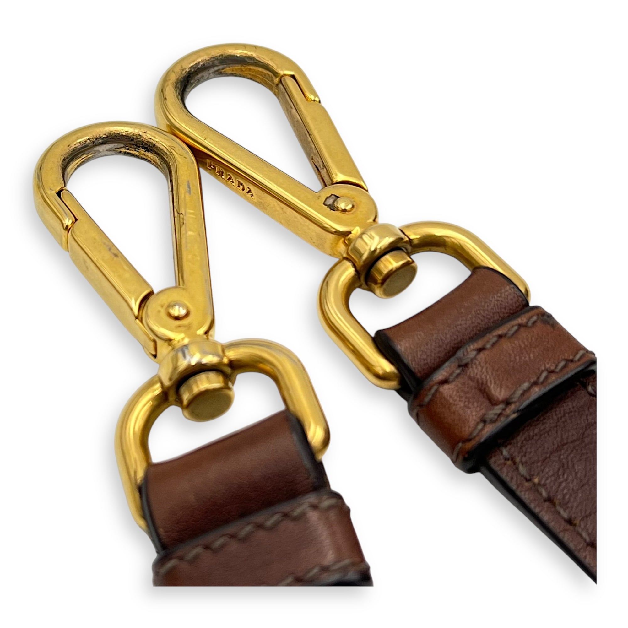 Logo Top Handle Bag Brown in Calfskin, Gold hardware