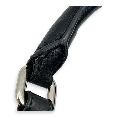 Logo Top Handle Bag Black in Nylon, Silver hardware
