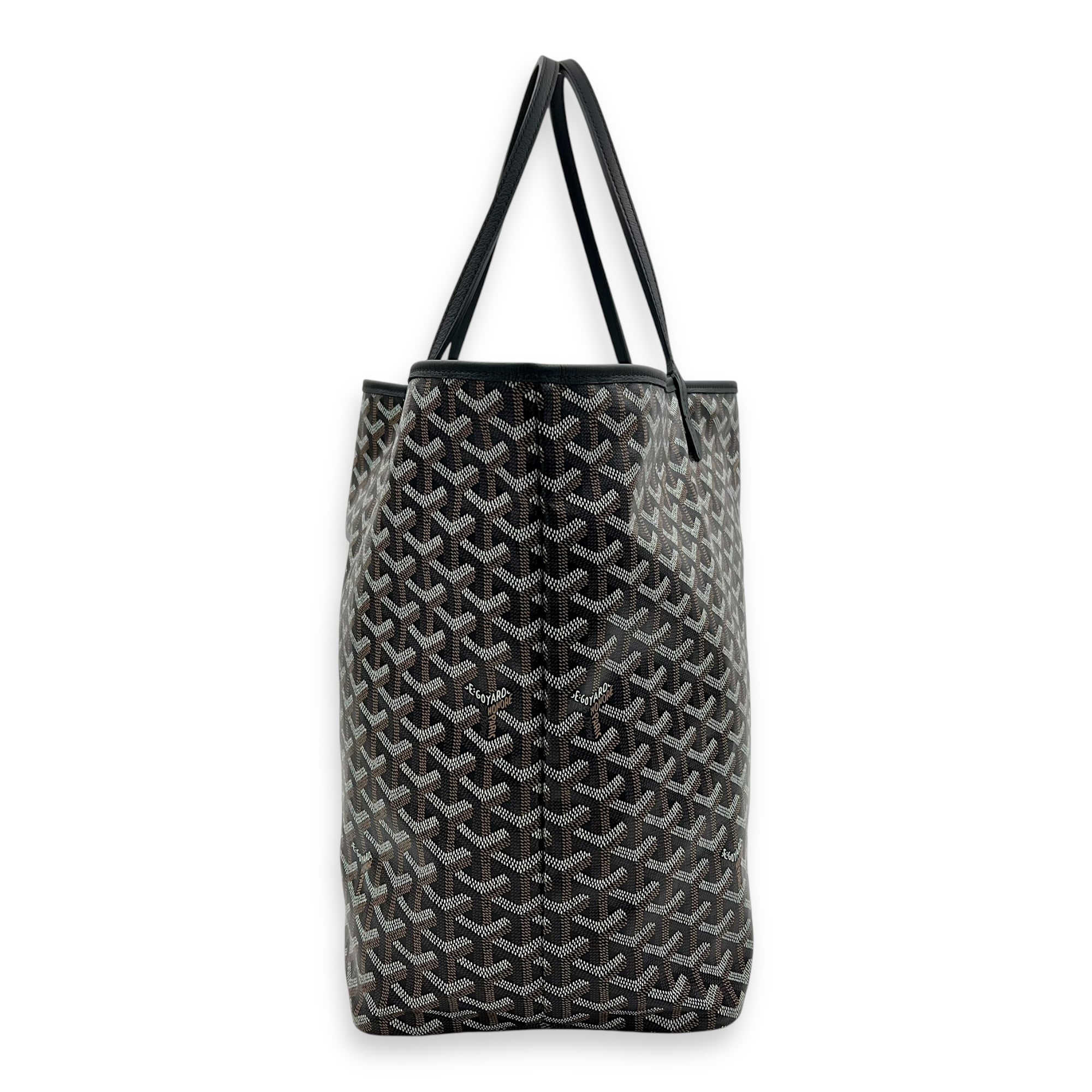 Saint Louis Tote Bag GM Black in Monogram Coated Canvas, Silver hardware