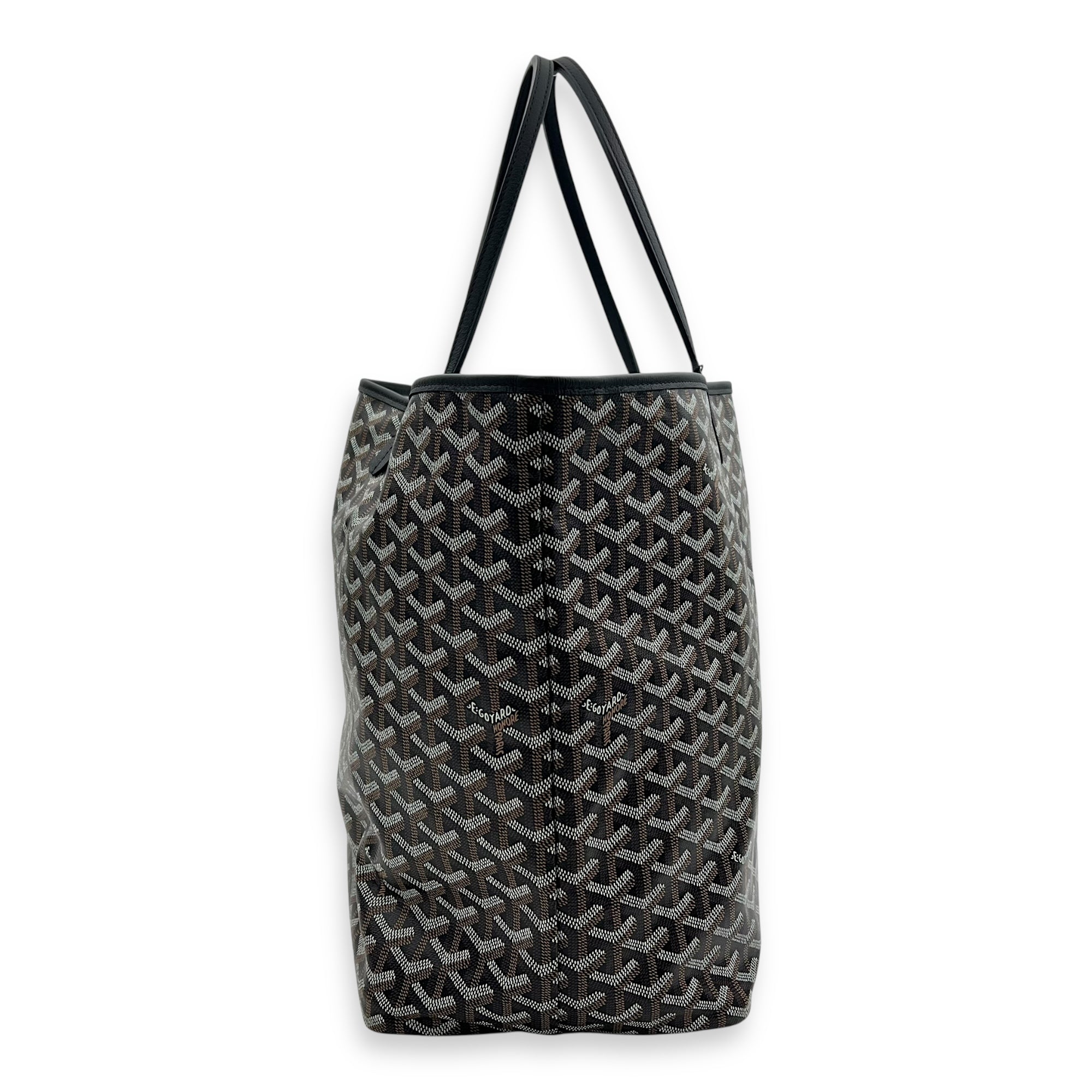 Saint Louis Tote Bag GM Black in Monogram Coated Canvas, Silver hardware
