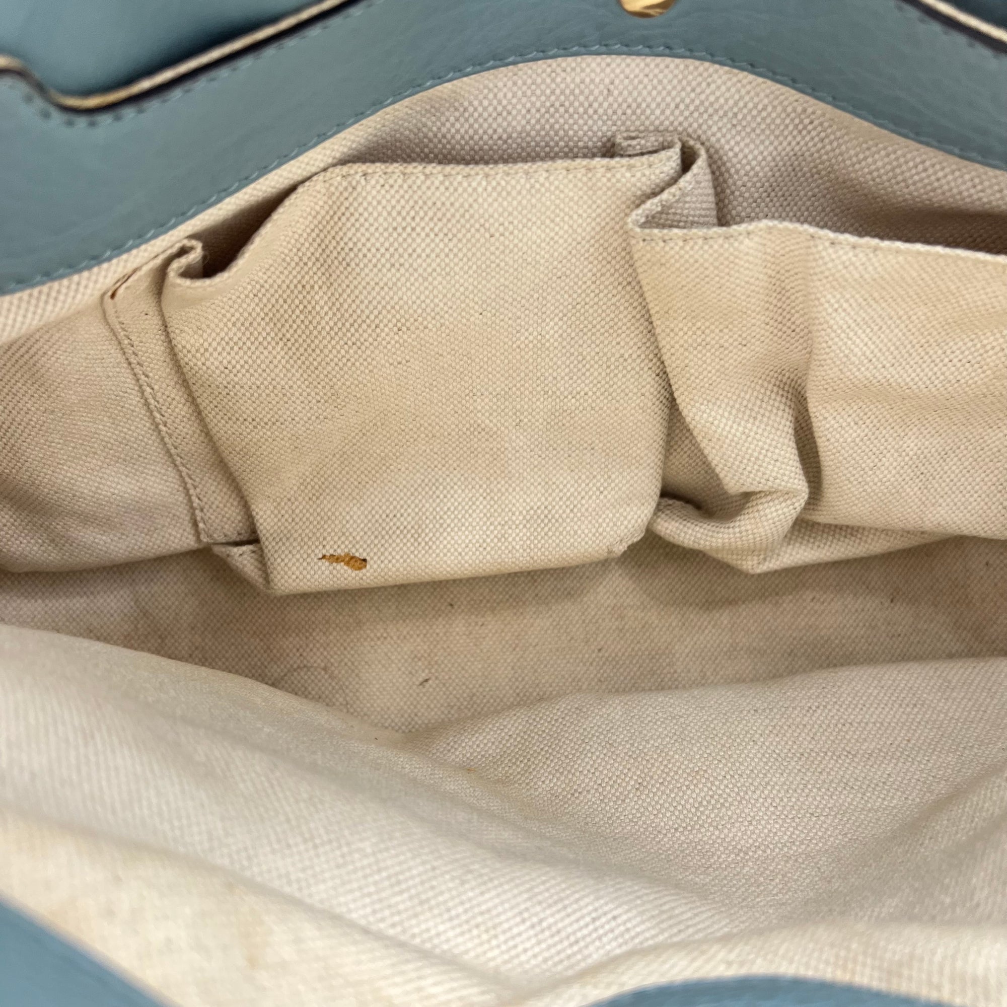 Bamboo Top Handle Bag Blue in Calfskin, Gold hardware