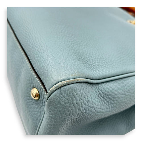 Bamboo Top Handle Bag Blue in Calfskin, Gold hardware