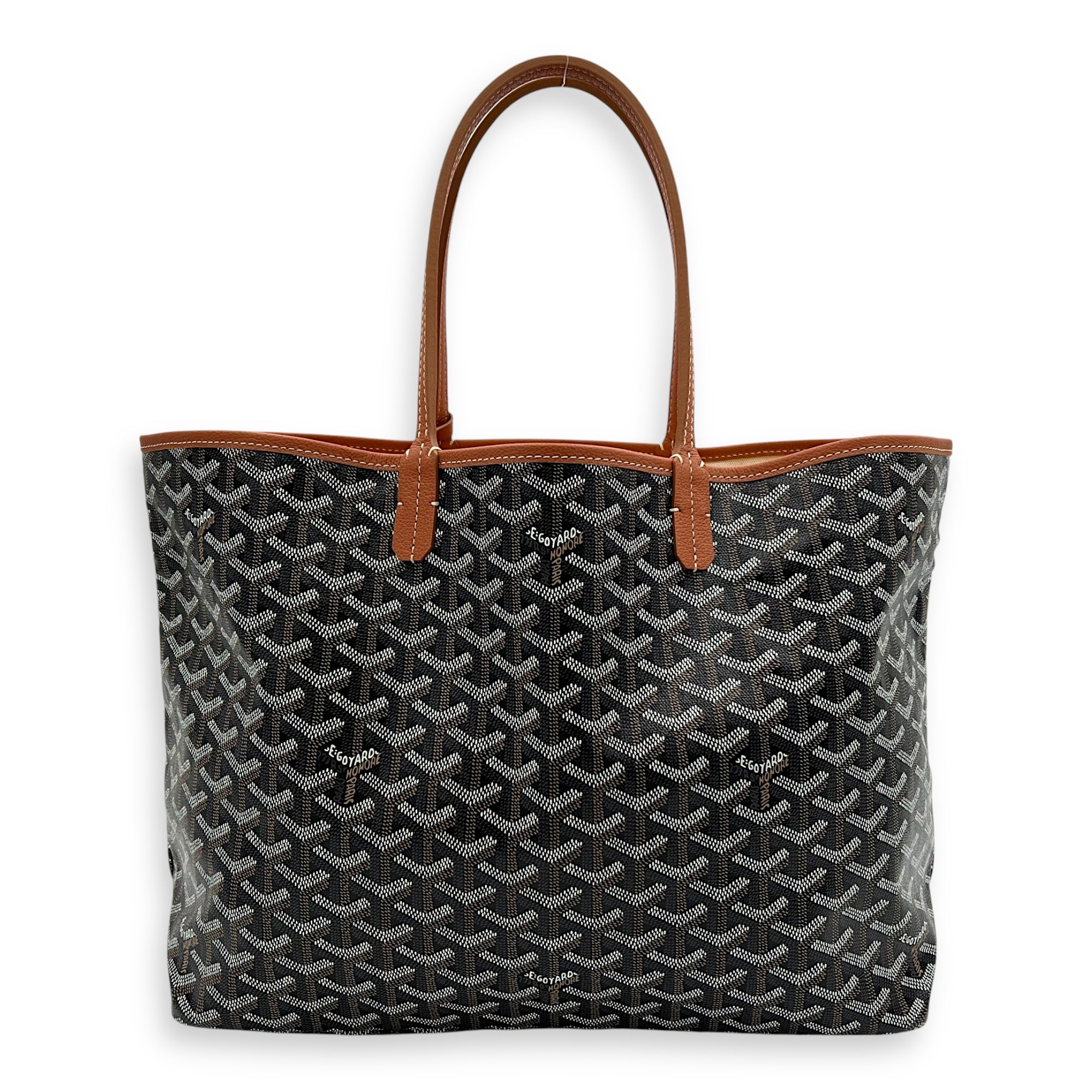 Saint Louis Tote Bag PM Black & Brown in Coated Canvas, Silver hardware