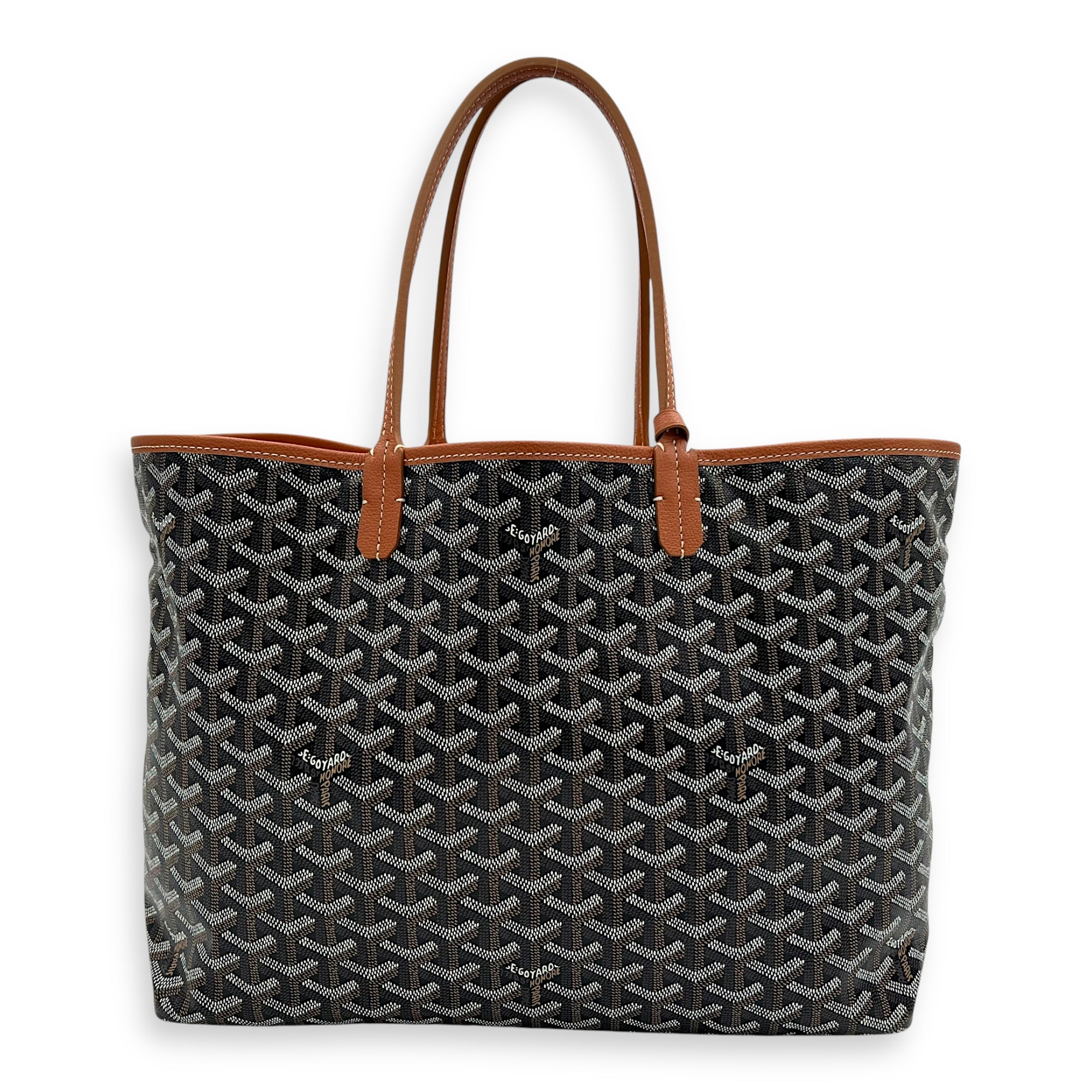 Saint Louis Tote Bag PM Black & Brown in Coated Canvas, Silver hardware