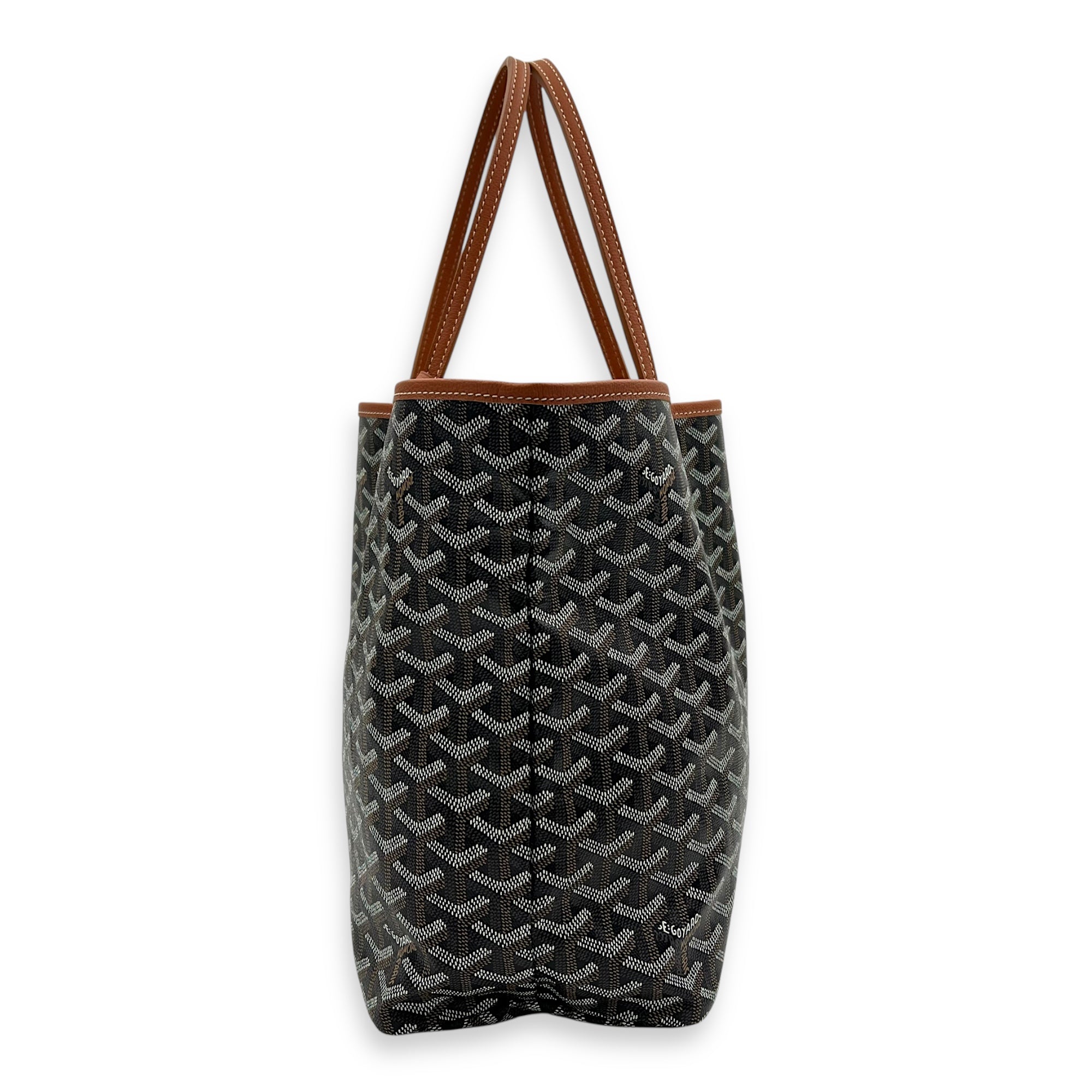 Saint Louis Tote Bag PM Black & Brown in Coated Canvas, Silver hardware