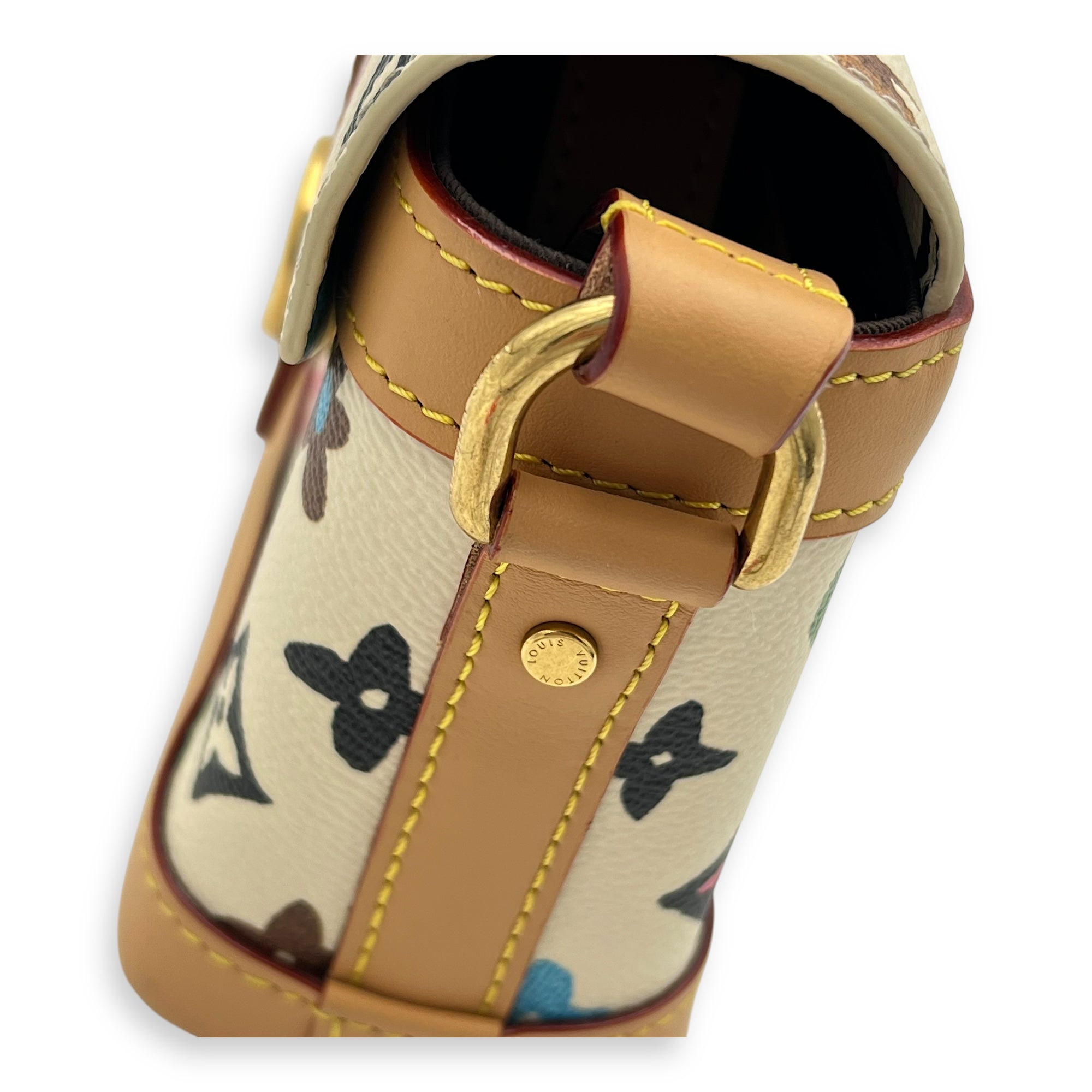 Craggy Wearable Wallet x Tyler The Creator Shoulder Bag White in Monogram Coated Canvas, Gold hardware
