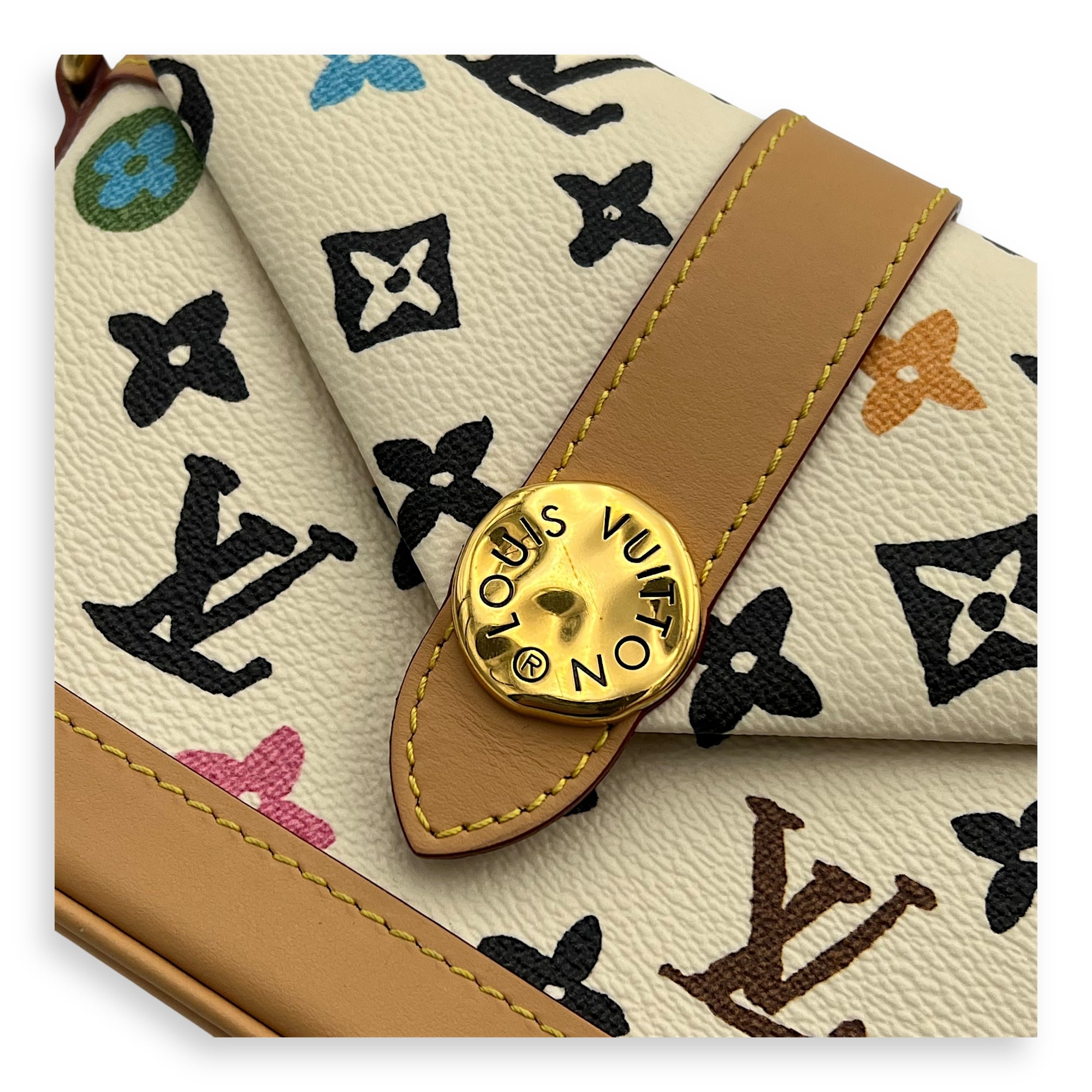 Craggy Wearable Wallet x Tyler The Creator Shoulder Bag White in Monogram Coated Canvas, Gold hardware