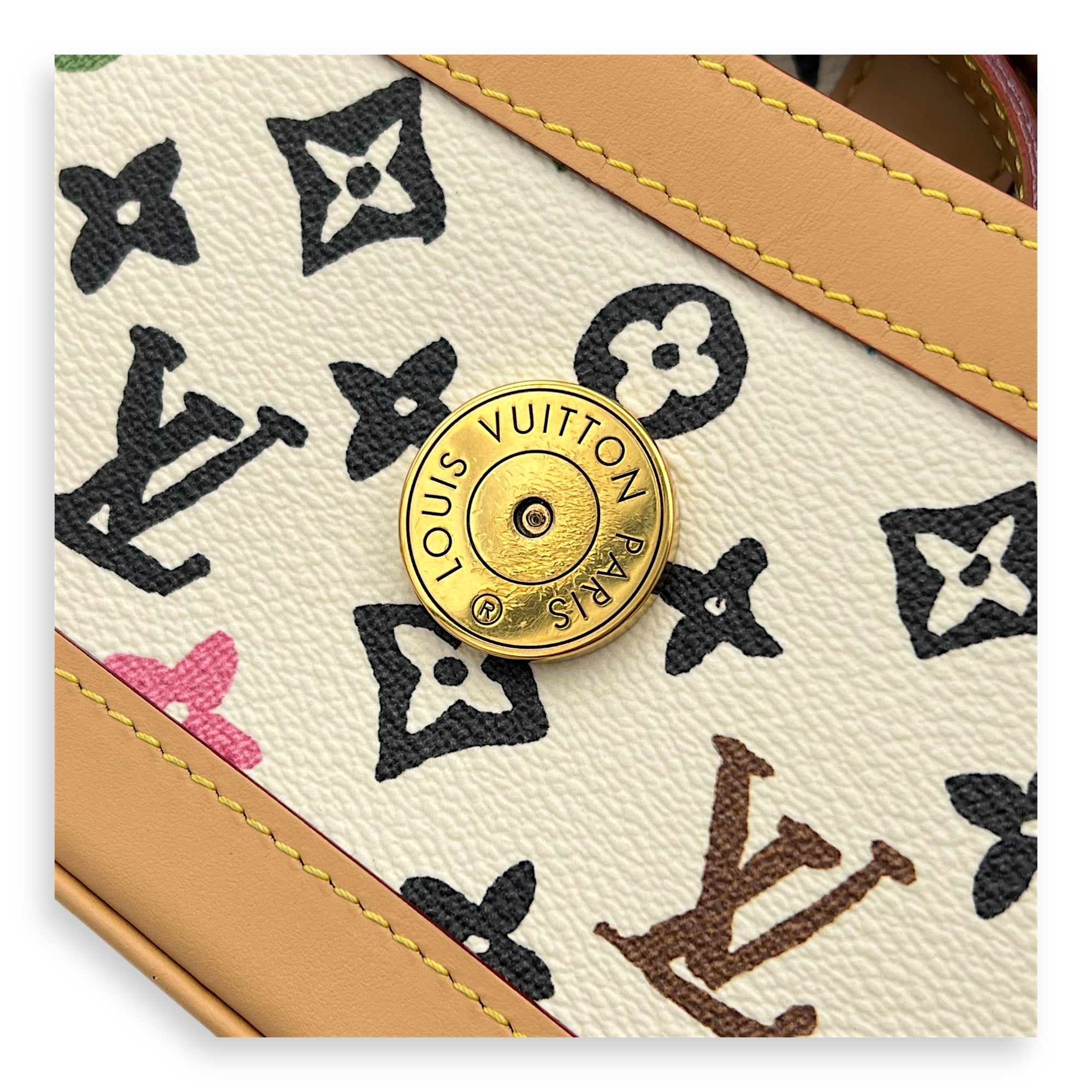 Craggy Wearable Wallet x Tyler The Creator Shoulder Bag White in Monogram Coated Canvas, Gold hardware
