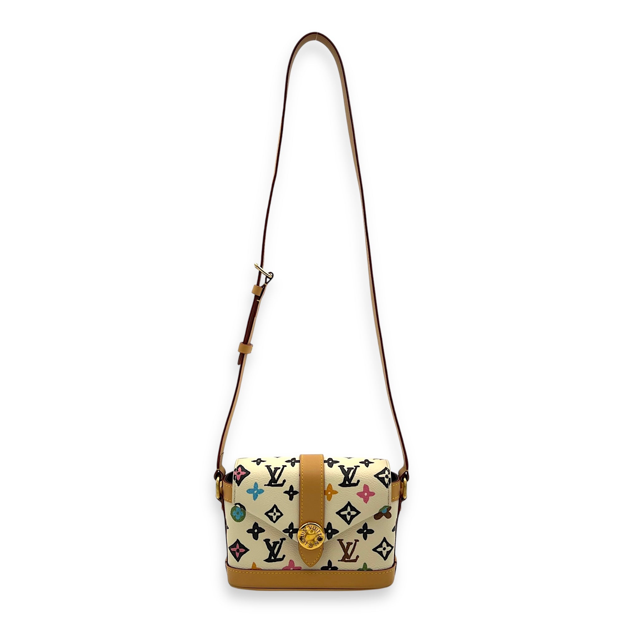 Craggy Wearable Wallet x Tyler The Creator Shoulder Bag White in Monogram Coated Canvas, Gold hardware