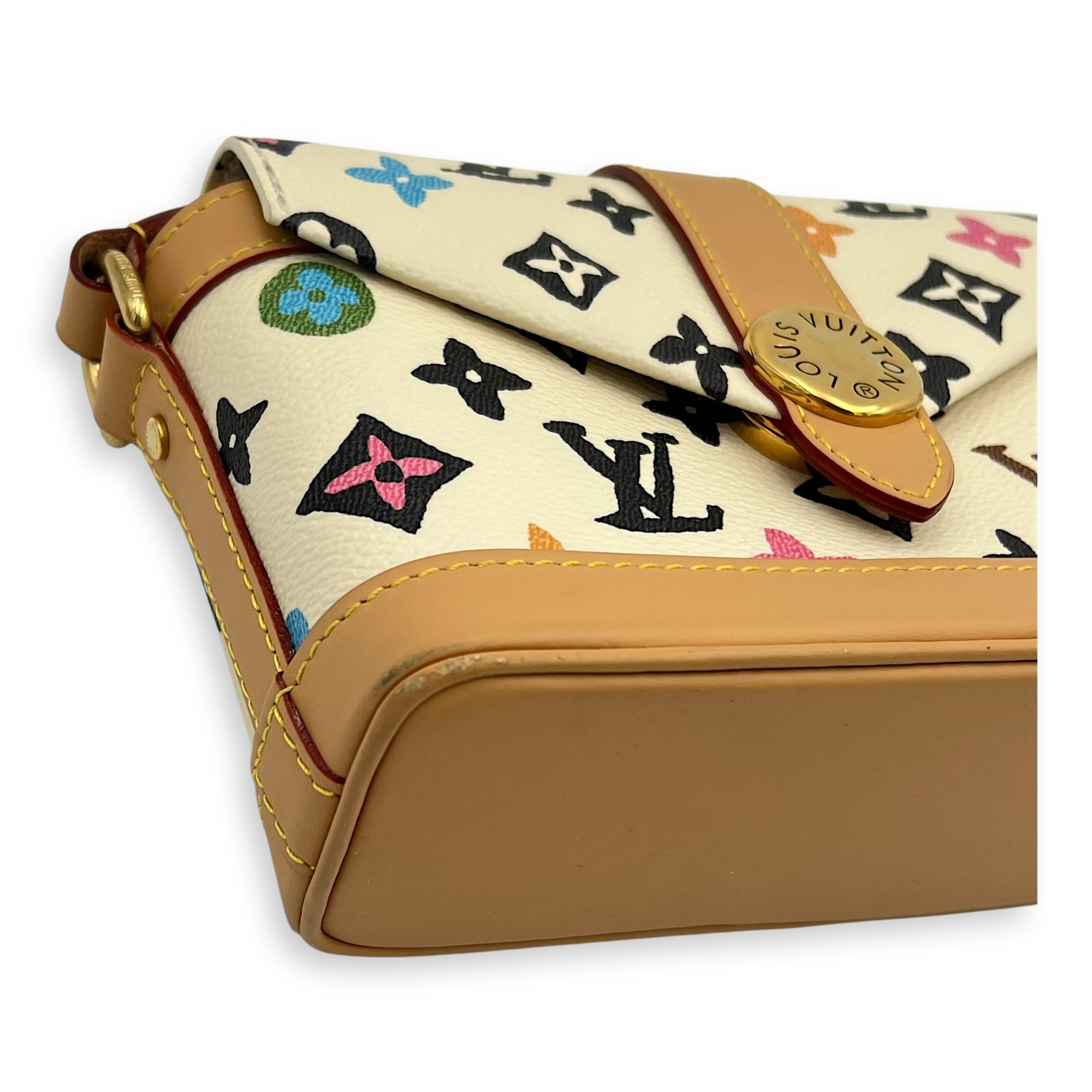 Craggy Wearable Wallet x Tyler The Creator Shoulder Bag White in Monogram Coated Canvas, Gold hardware