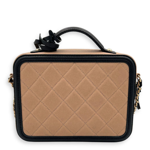 Filigree Vanity Bag Beige in Caviar Leather, Gold hardware