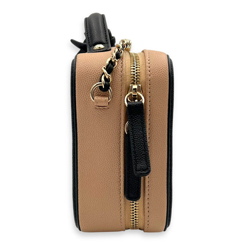Filigree Vanity Bag Beige in Caviar Leather, Gold hardware