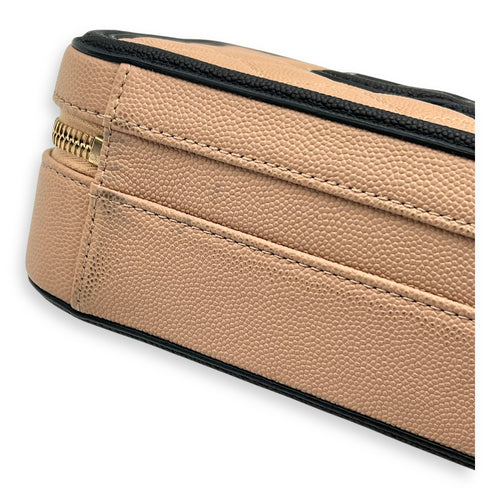 Filigree Vanity Bag Beige in Caviar Leather, Gold hardware