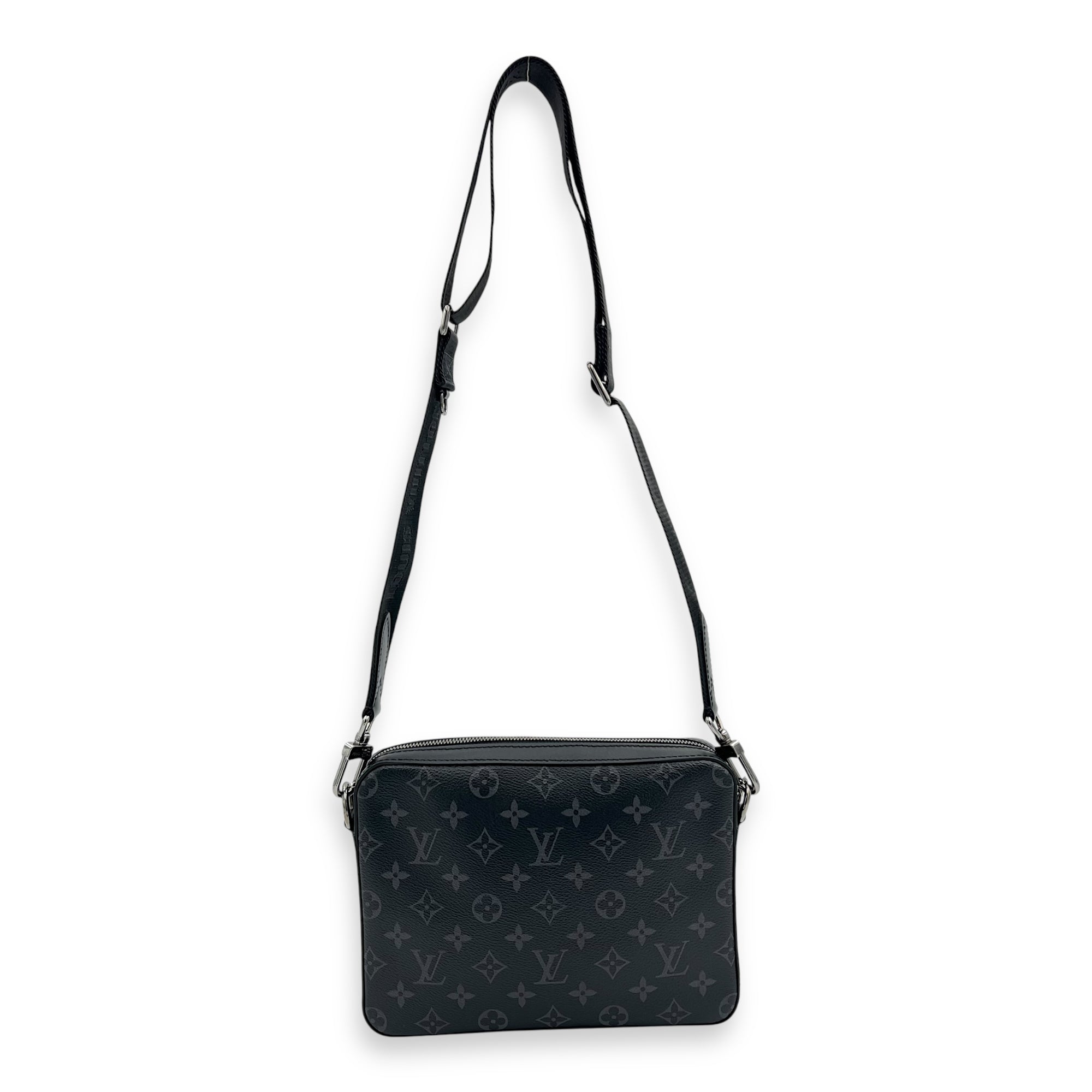Trio Messenger Eclipse in Monogram Coated Canvas, Silver hardware