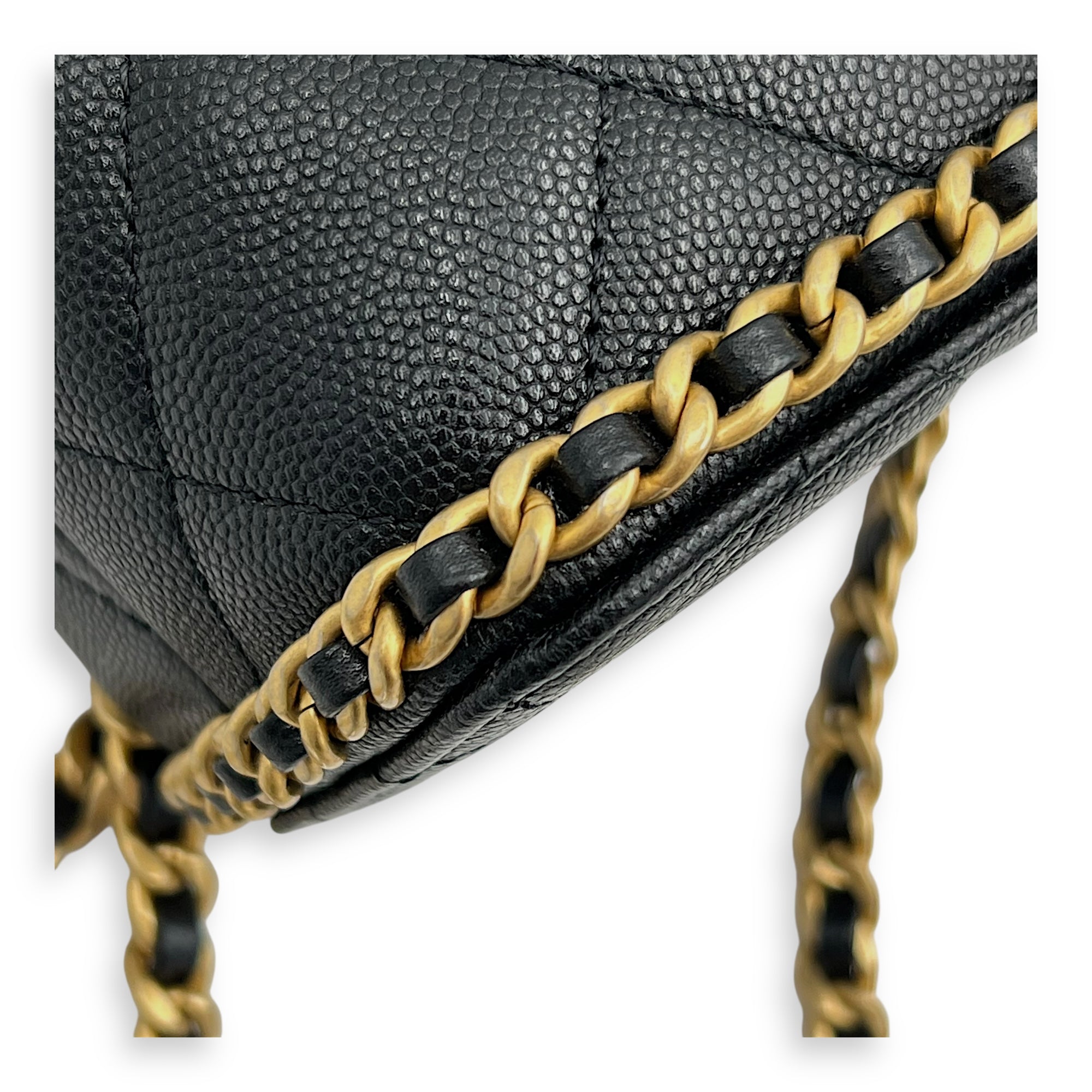 Quilted Seasonal Backpack Gold in Caviar Leather, Gold hardware