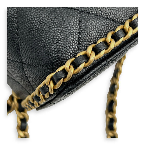 Quilted Seasonal Backpack Gold in Caviar Leather, Gold hardware