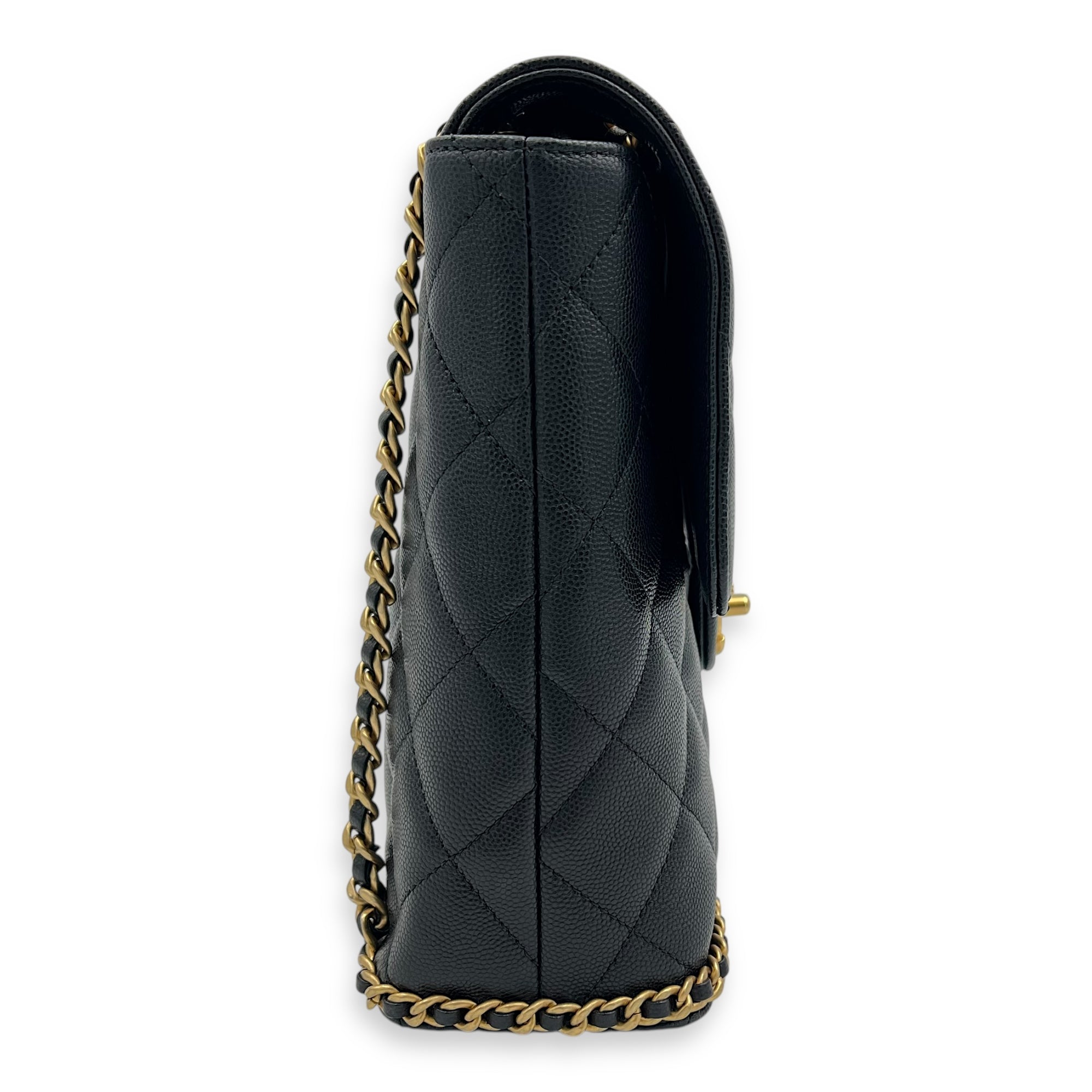 Quilted Seasonal Backpack Gold in Caviar Leather, Gold hardware