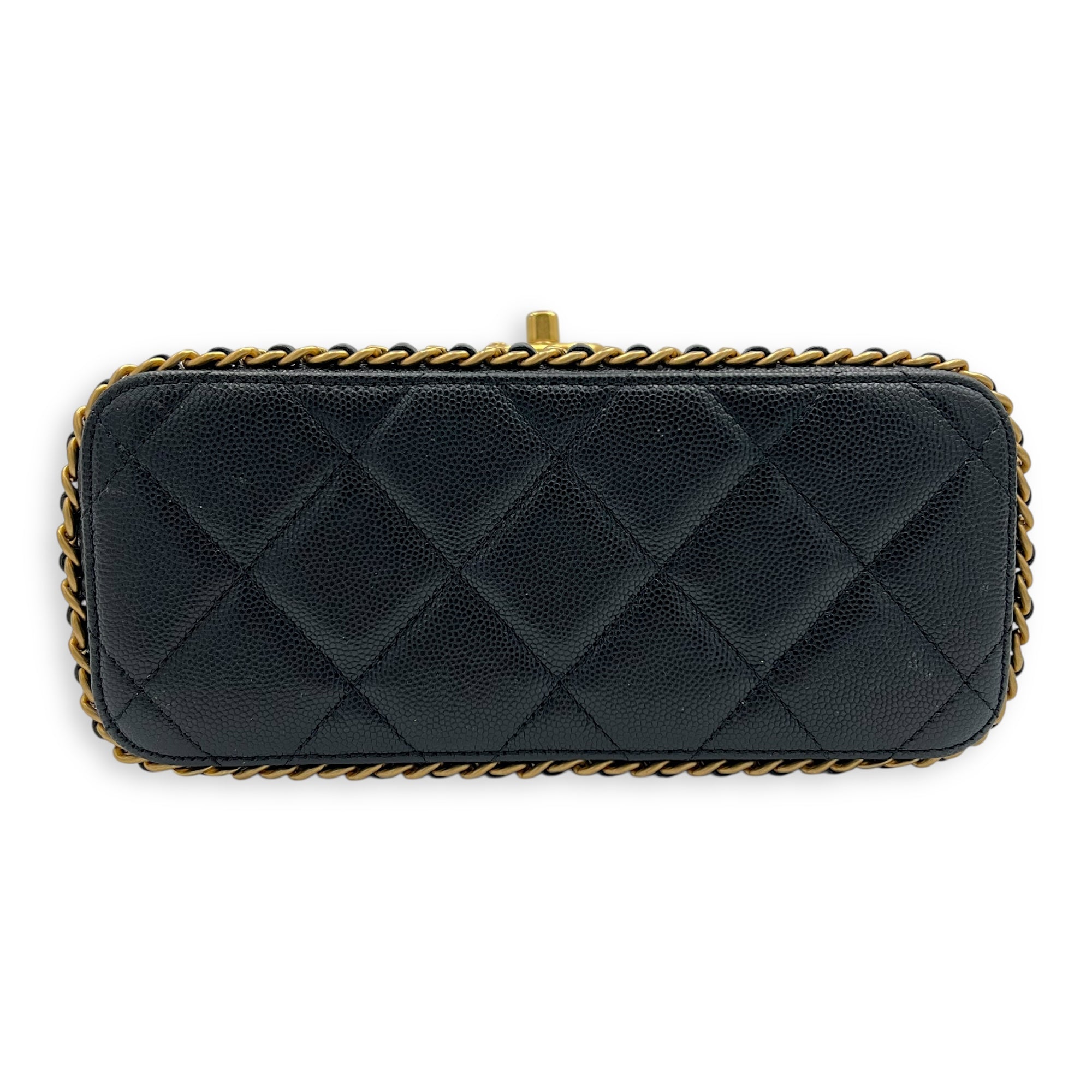 Quilted Seasonal Backpack Gold in Caviar Leather, Gold hardware