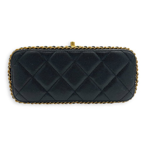 Quilted Seasonal Backpack Gold in Caviar Leather, Gold hardware