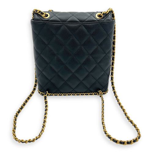 Quilted Seasonal Backpack Gold in Caviar Leather, Gold hardware