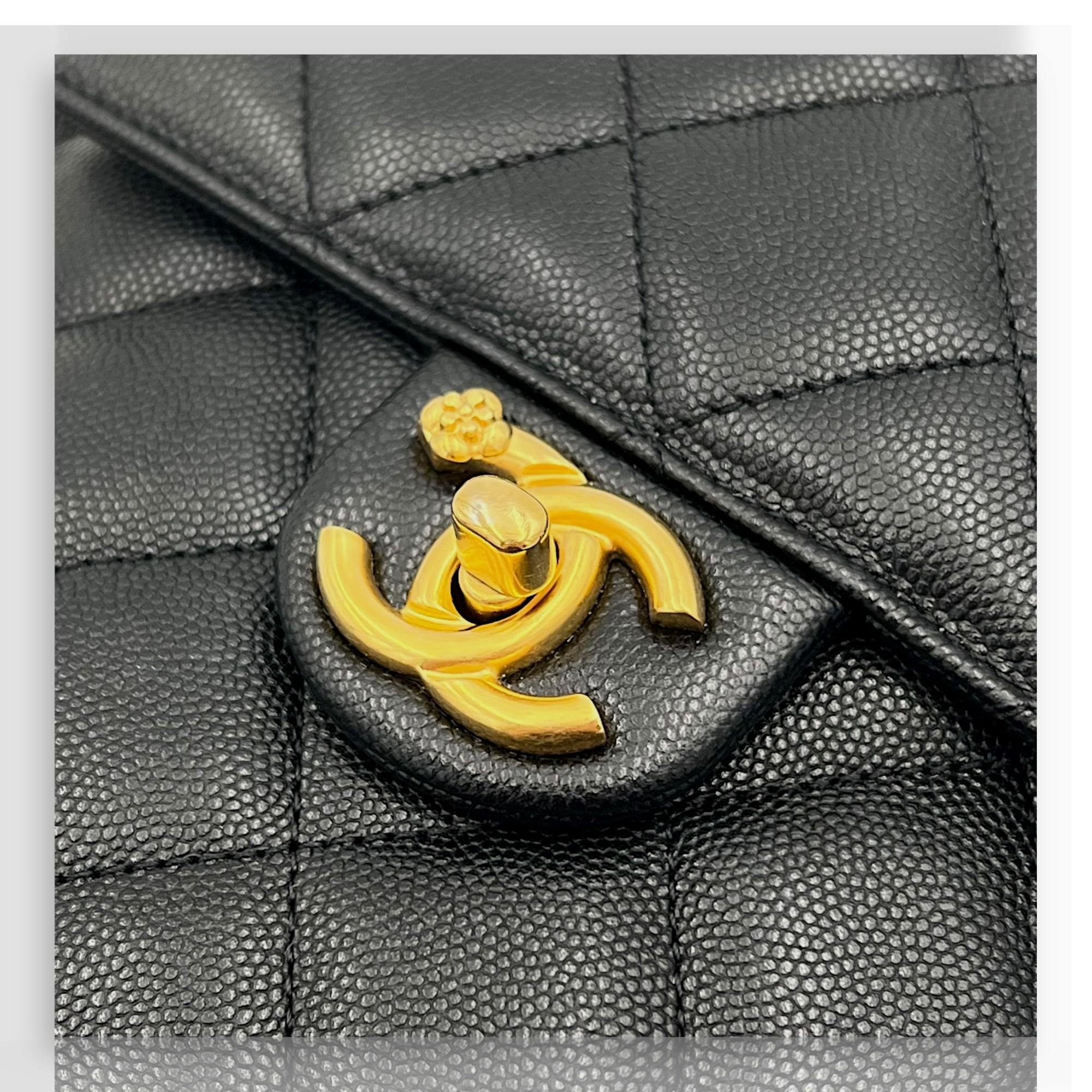 Quilted Seasonal Backpack Gold in Caviar Leather, Gold hardware
