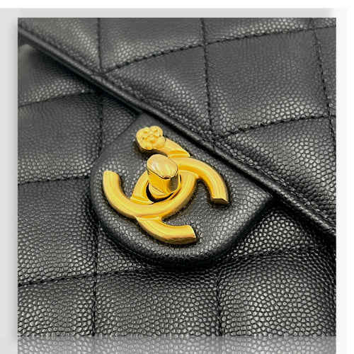 Quilted Seasonal Backpack Gold in Caviar Leather, Gold hardware