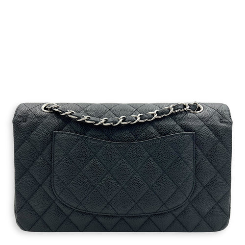 Classic Shoulder Bag Medium Black in Caviar Leather, Silver hardware