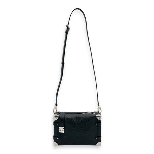 Side Trunk Black Crossbody Bag in Calfskin, Silver hardware