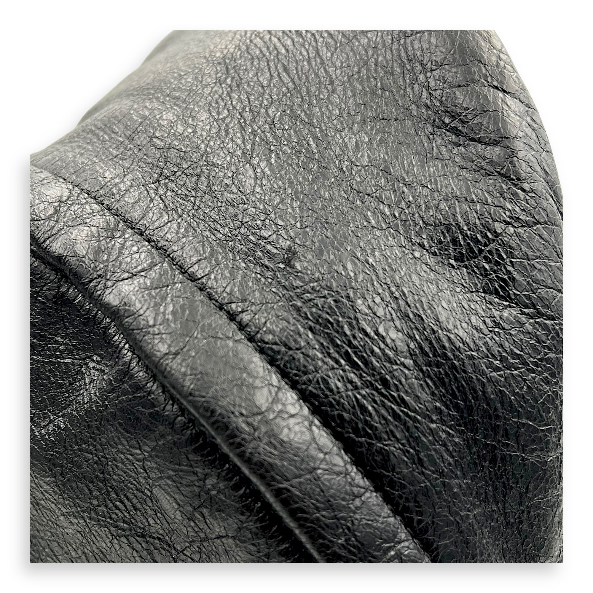 Logo Black Backpack in Distressed Leather, Silver hardware