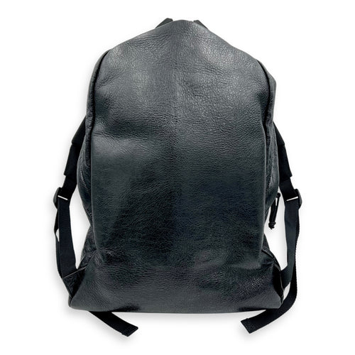 Logo Black Backpack in Distressed Leather, Silver hardware