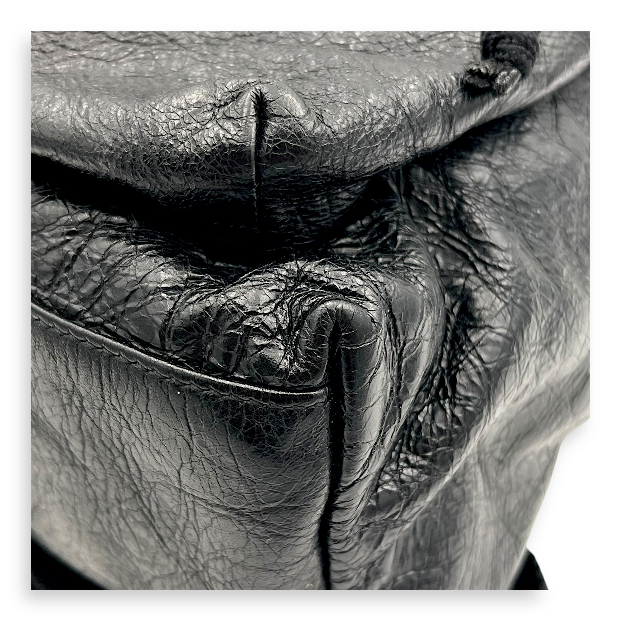 Logo Black Backpack in Distressed Leather, Silver hardware