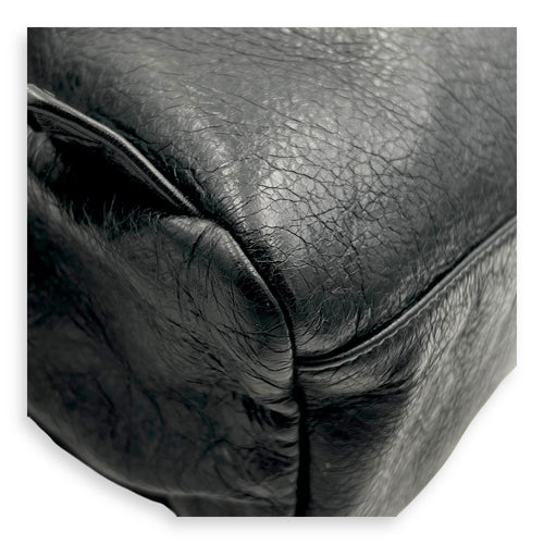 Logo Black Backpack in Distressed Leather, Silver hardware