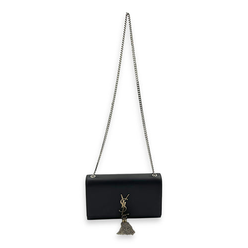 Kate Crossbody Bag Black in Calfskin, Silver hardware