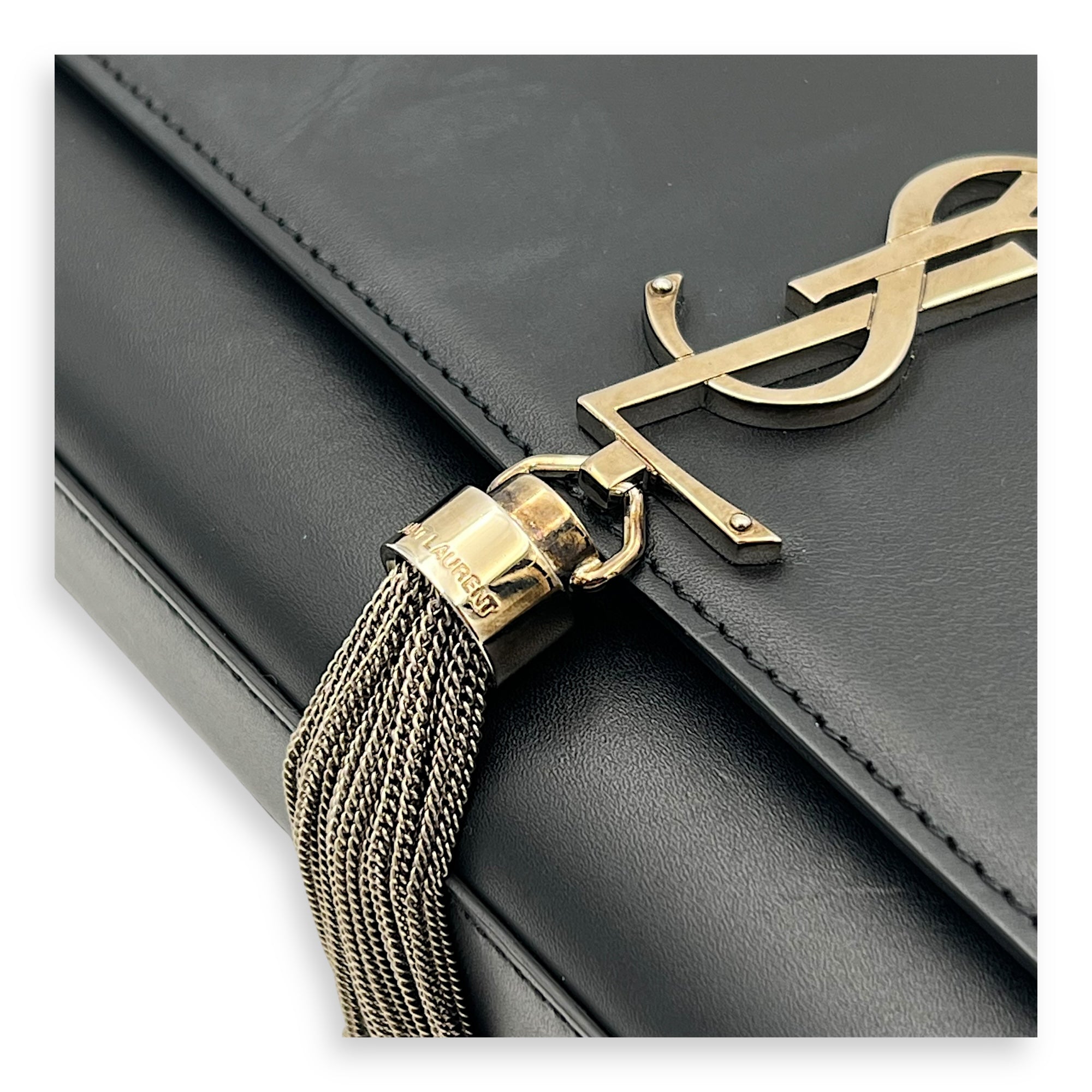 Kate Crossbody Bag Black in Calfskin, Silver hardware