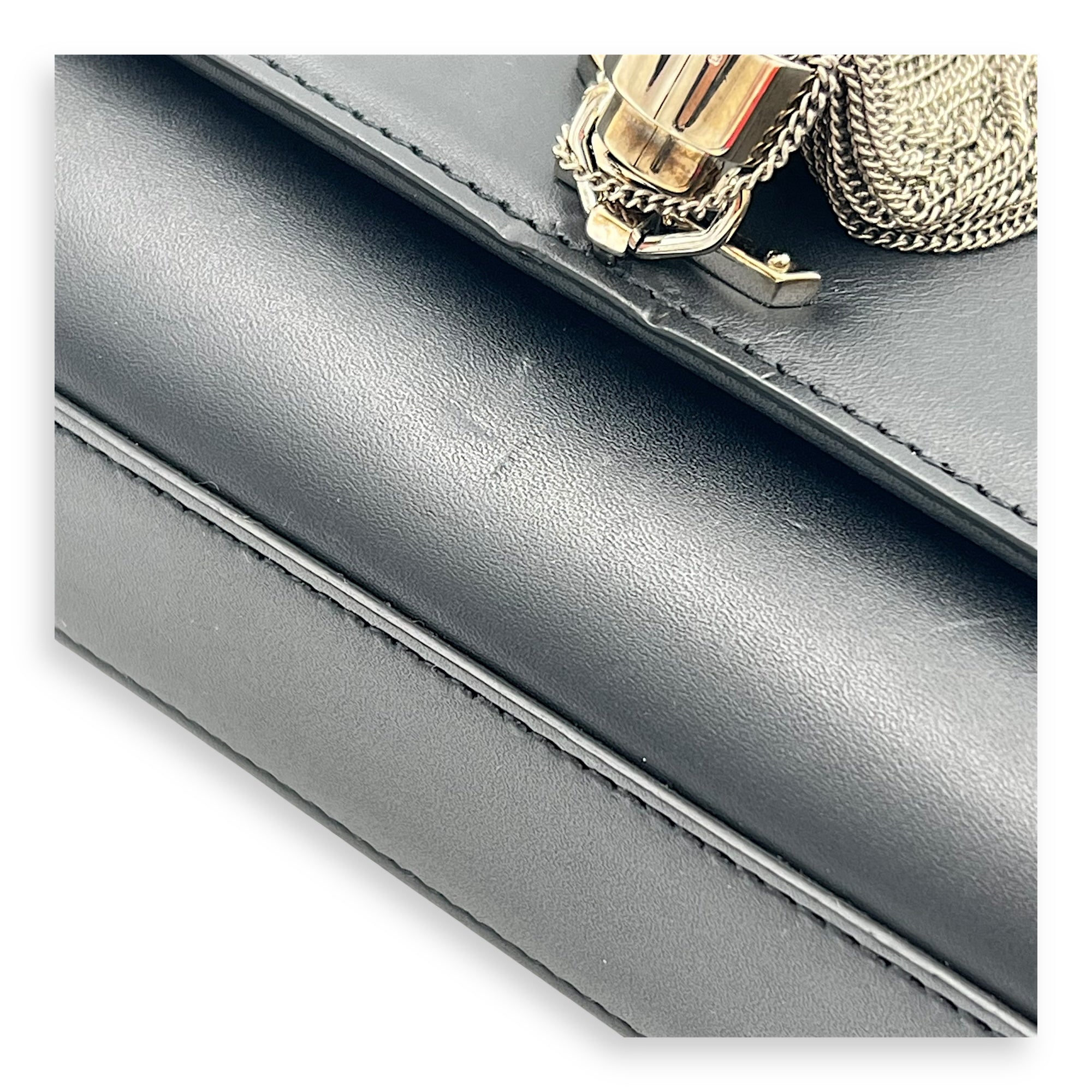 Kate Crossbody Bag Black in Calfskin, Silver hardware