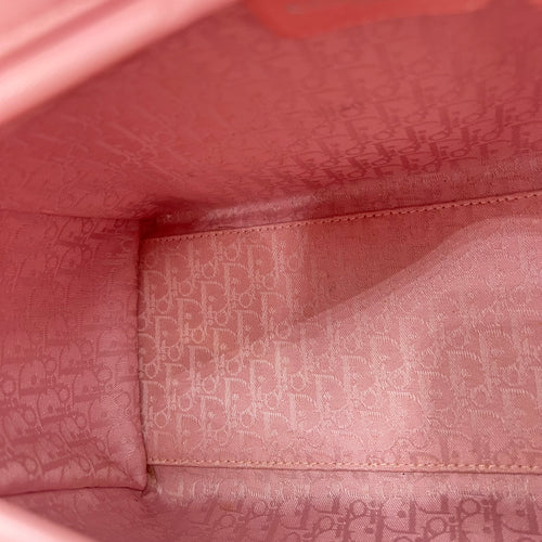 Lady Dior Top Handle Bag Medium Pink in Calfskin, Silver hardware