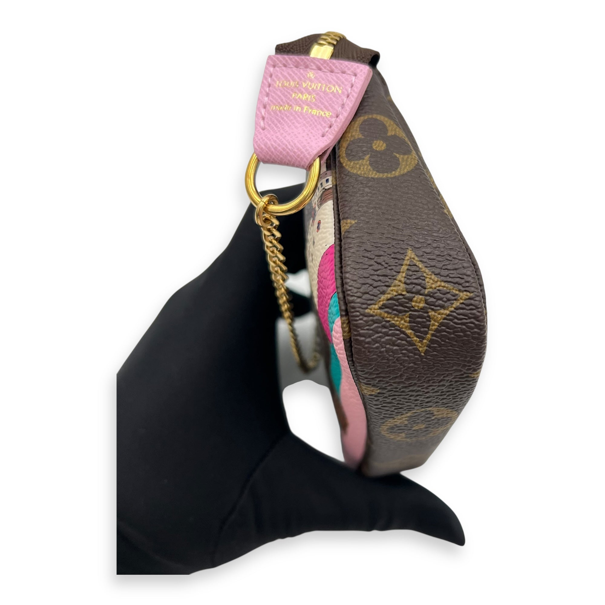 Pochette Clutch Brown in Monogram Coated Canvas, Gold hardware