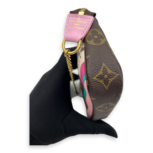 Pochette Clutch Brown in Monogram Coated Canvas, Gold hardware