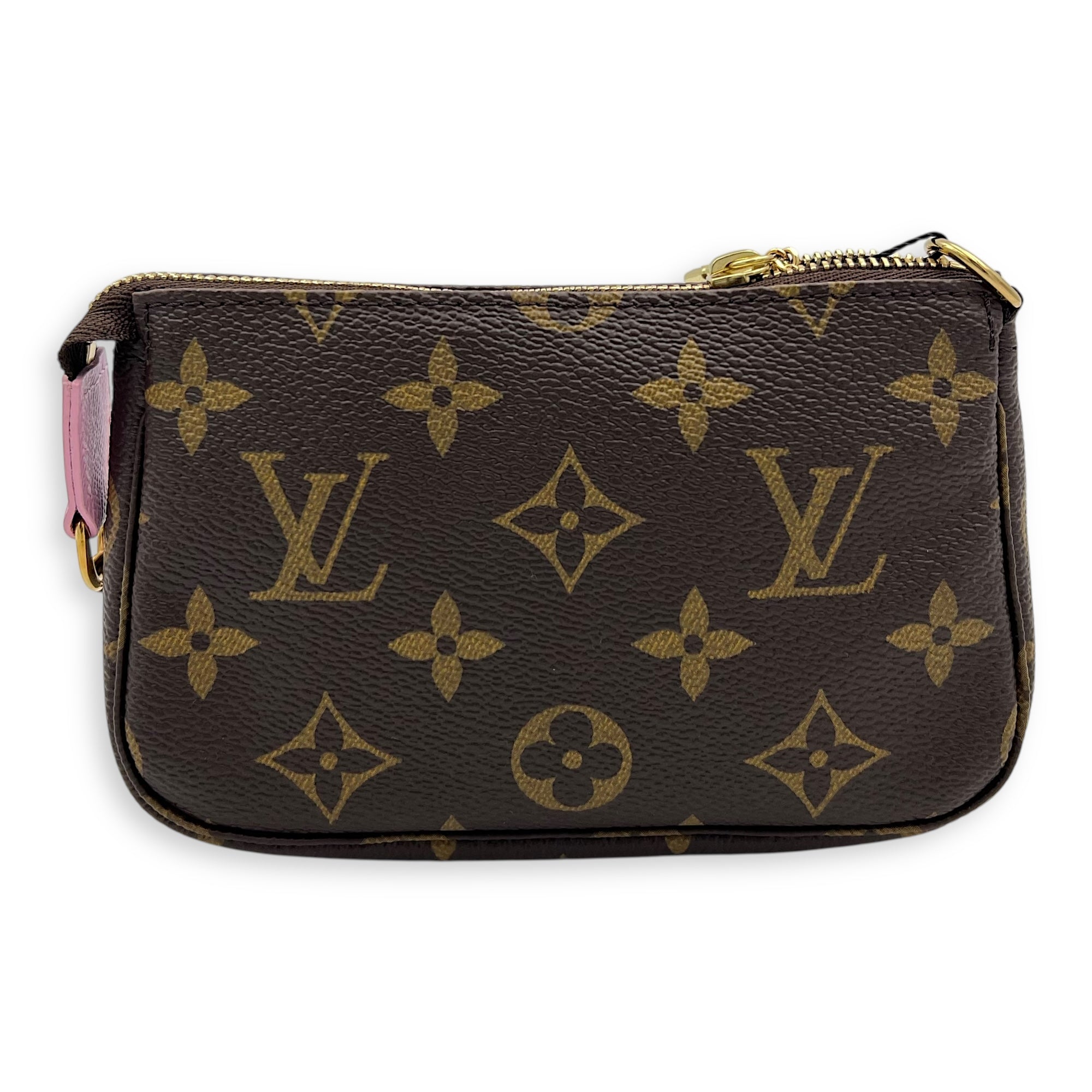 Pochette Clutch Brown in Monogram Coated Canvas, Gold hardware