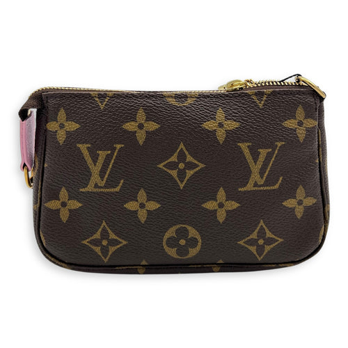 Pochette Clutch Brown in Monogram Coated Canvas, Gold hardware