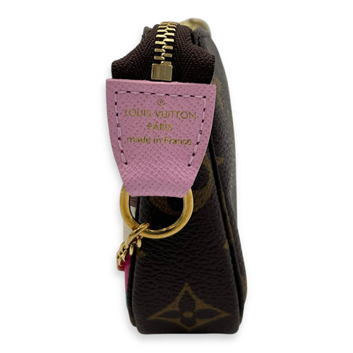 Pochette Clutch Brown in Monogram Coated Canvas, Gold hardware