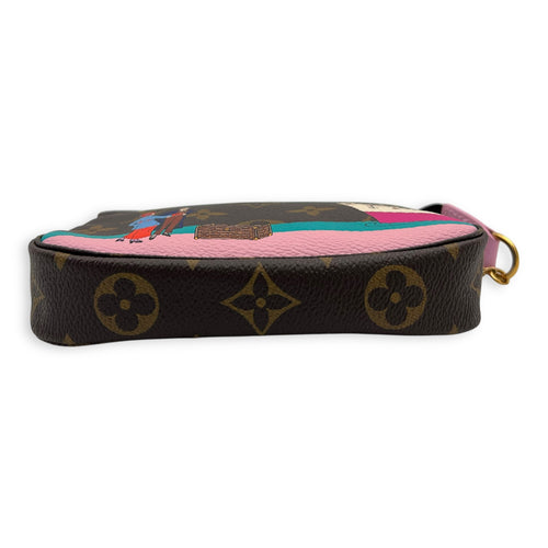 Pochette Clutch Brown in Monogram Coated Canvas, Gold hardware