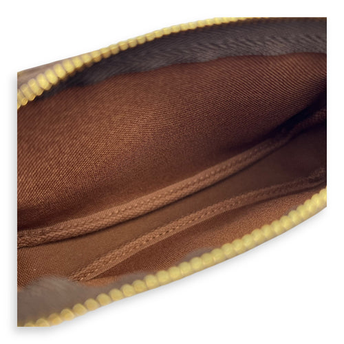 Pochette Clutch Brown in Monogram Coated Canvas, Gold hardware
