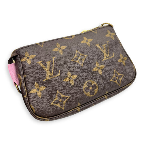 Pochette Clutch Brown in Monogram Coated Canvas, Gold hardware