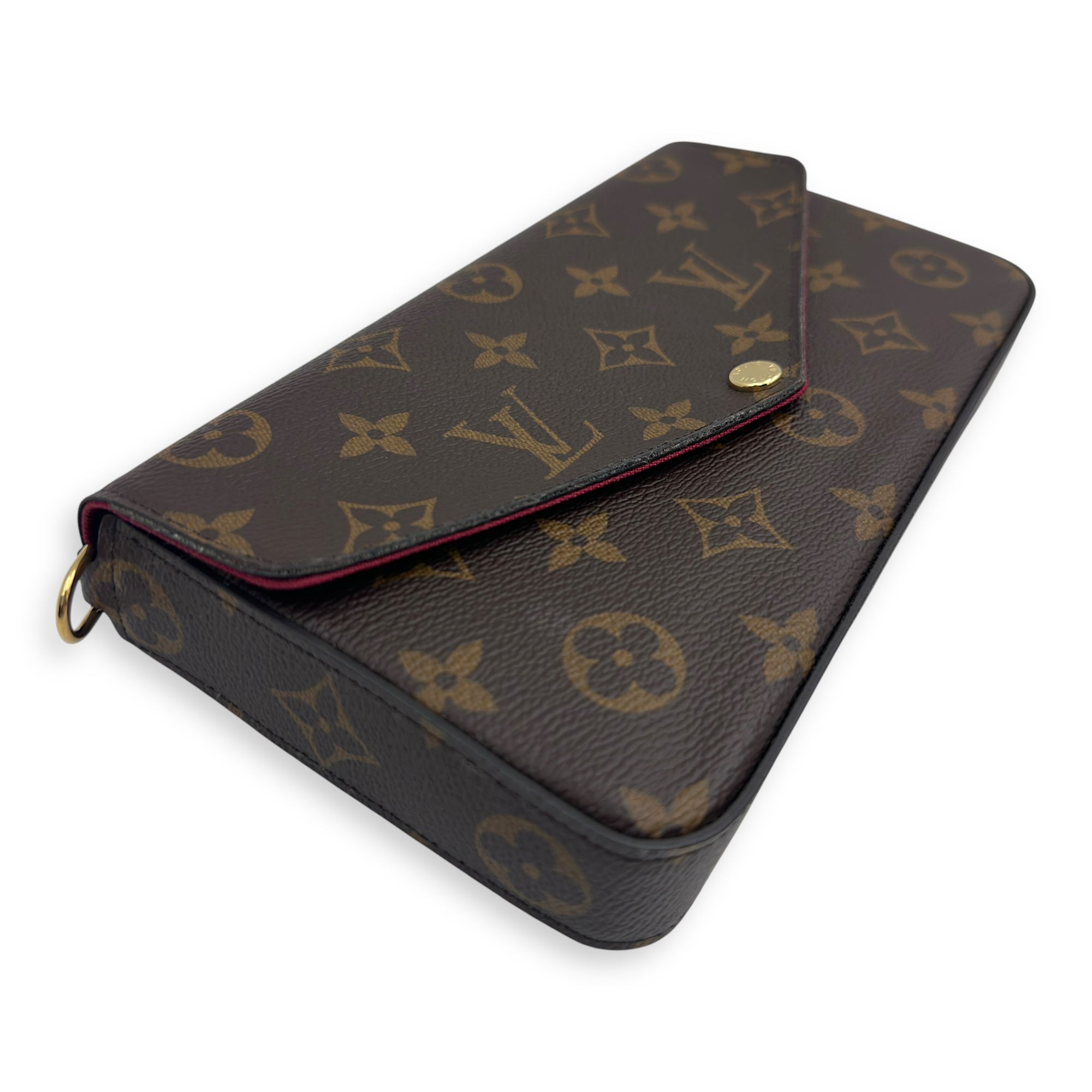 Felicie Wallet On Chain Brown in Monogram Coated Canvas, Gold hardware